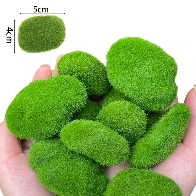 10Pcs Artificial Foam Moss Rocks Fake Green Moss Stone Micro Landscape DIY Crafts Home Garden Flower Pot Decoration