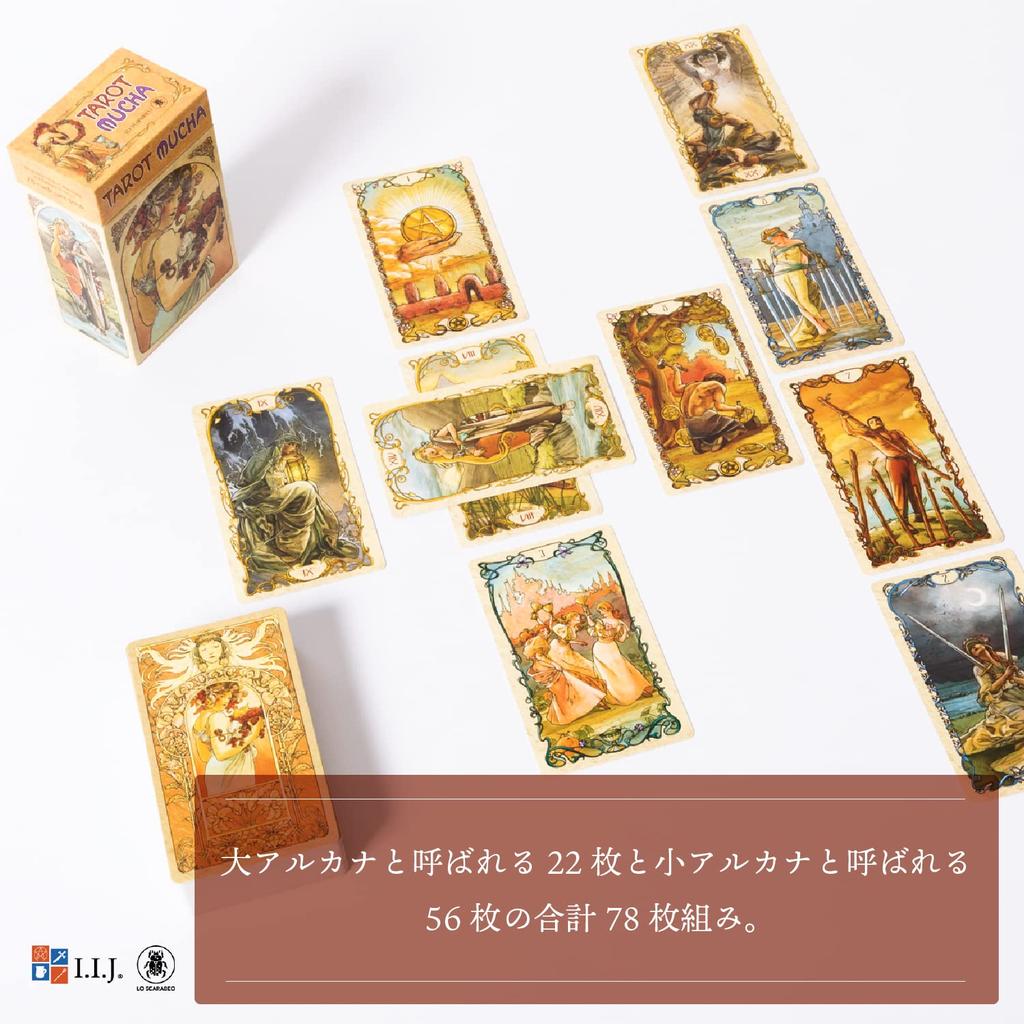 Tarot Tarot 78 Tarot Fortune Art with Japanese Authentic I.I.J Cards, Mucha, Cards, Telling, Nouveau, Instructions,