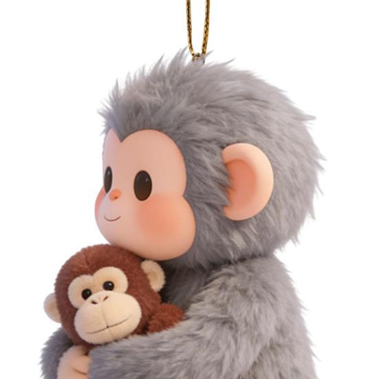 2D Monkey Car Hanging Ornament Acrylic Car Rearview Mirror Accessories Cute Monkey Holding