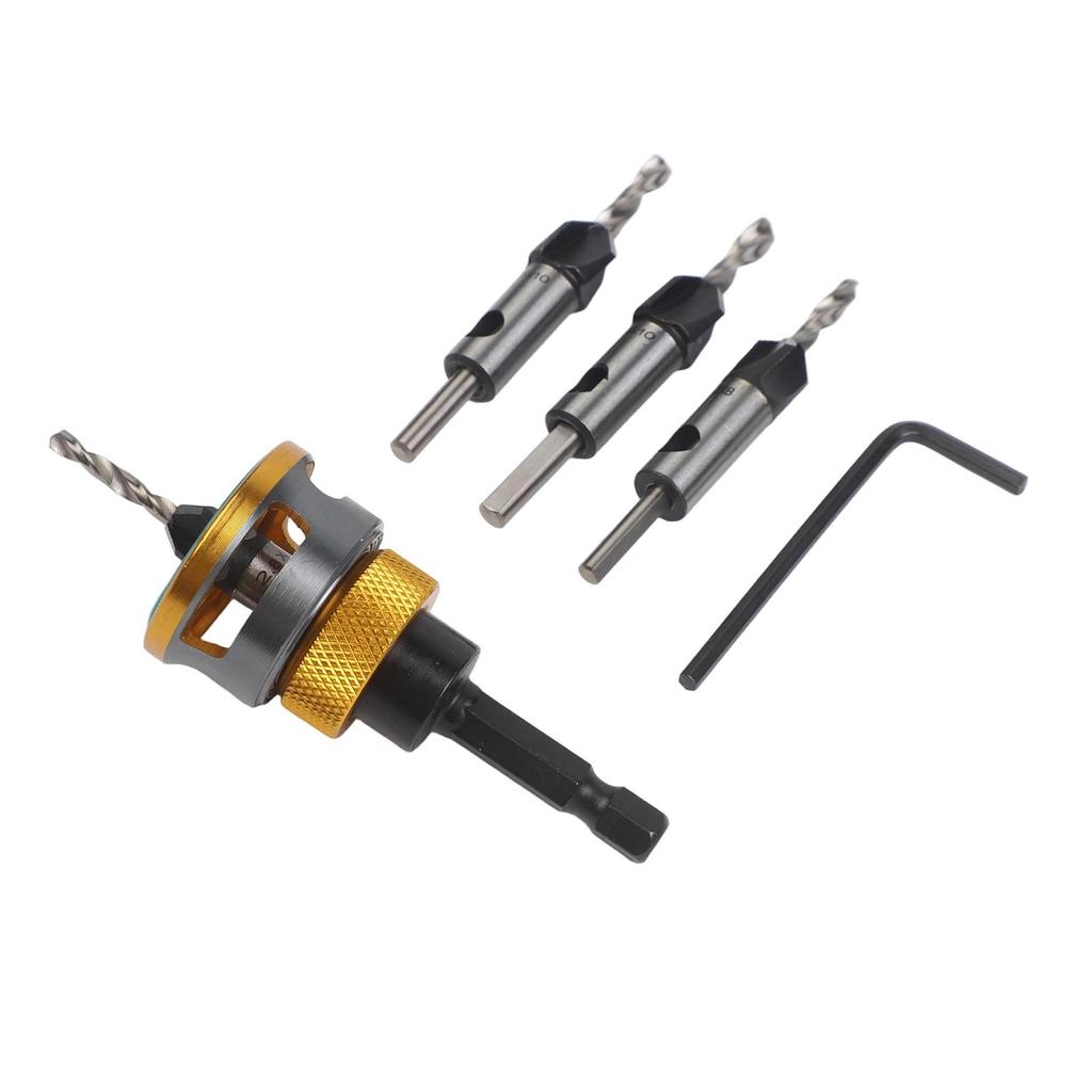 Woodworking Drill Set Adjustable Depth Drill Rust Prevention Feature Efficient Chip Evacuation Smooth Countersinking Operations