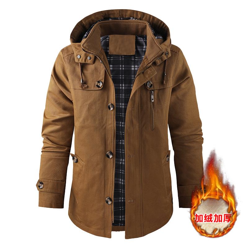 

Мужская куртка средней длины с капюшоном, мужская стираная осенне-зимняя куртка, мужской тренч большого размера, спецодежда XL