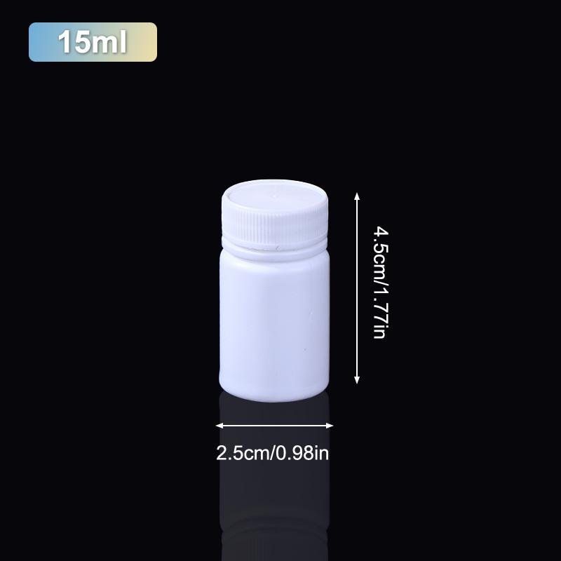 

White Plastic Medicine Bottle 15-180ML with Screw Lid Food Grade PE Pill Storage Packing Container Case Holder for Home