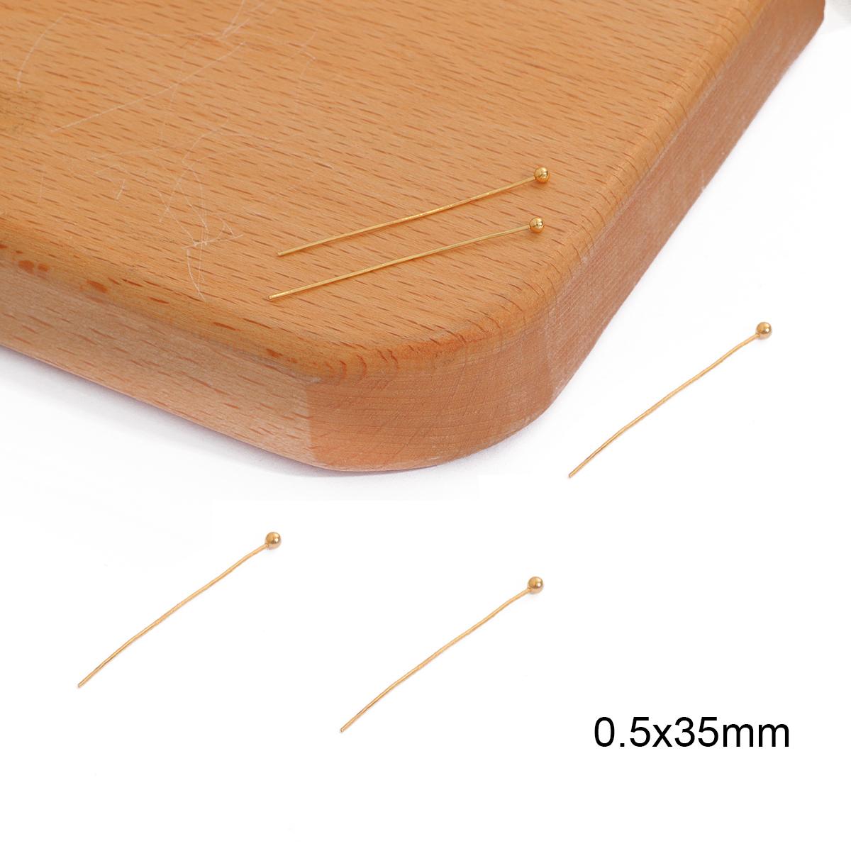 

10/50 шт. 18-каратная позолоченная игла с шаровой головкой для изготовления ювелирных изделий своими руками, принадлежности для изготовления ювелирных изделий 0.5x35mm 50pcs золотой