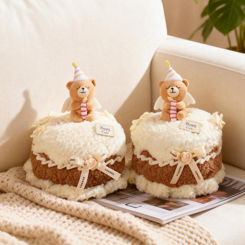 Creative Cute Cake Plush Doll High Quality Soft Stuffed Fruit Swiss Roll Wedding Birthday Cake Food Plush Toy Home Decor