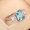 Chic Square Blue CZ Finger Ring for Women Wedding Party Temperament Accessories Gift Silver Color Newly Fashion Jewelry
