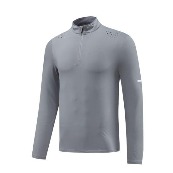 Men Running Shirt Quarter Zipper Athletic Shirt Quick Drying Long Sleeve Pullover Shirt