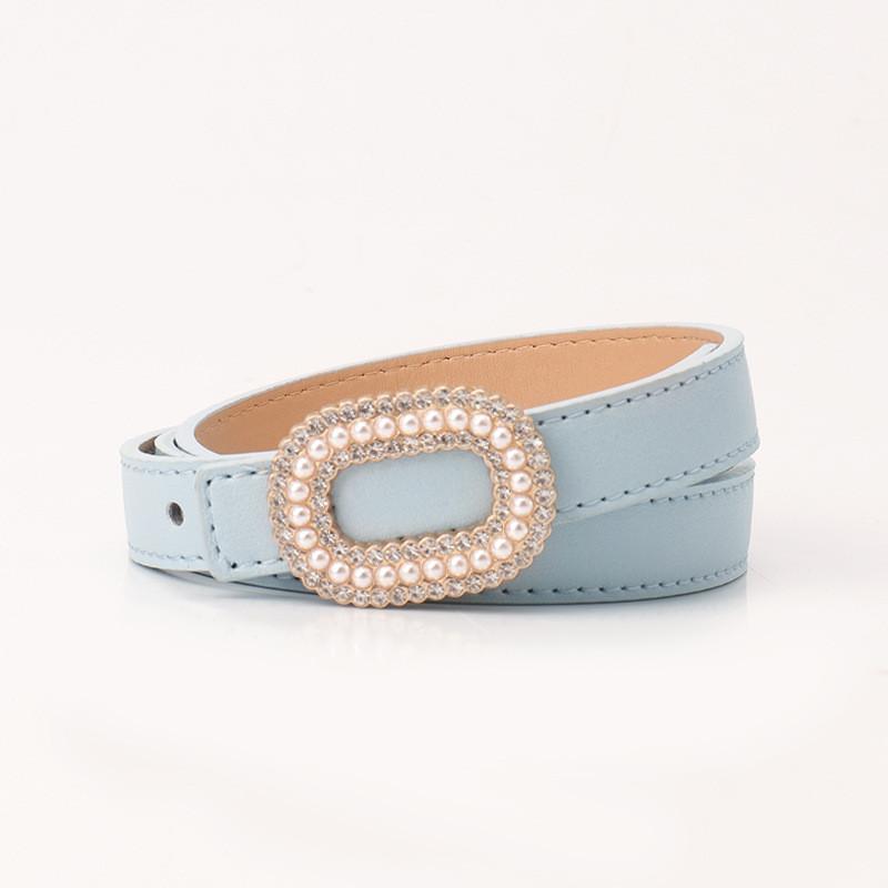 Pu Pearl Rhinestone Snap Closure Belt For Women Elegant Dress And Jeans Accessory