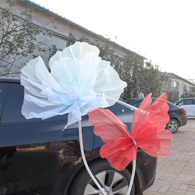 Duży motyl 3D symulacja 50 cm, dekoracja festiwalowa ślubna, duży wiszący pusty tiulowy sztuczny motyl