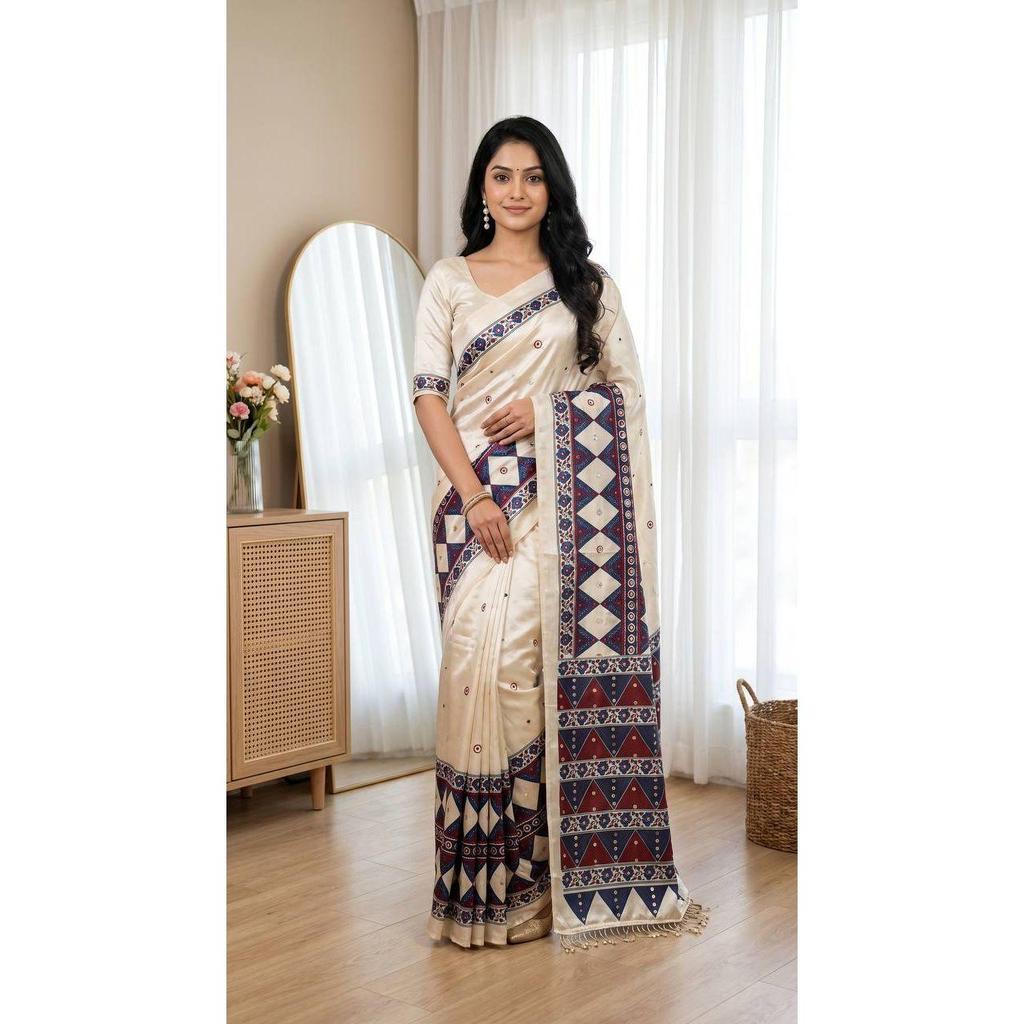 New Super Hit Ajrakh Print Saree Collection