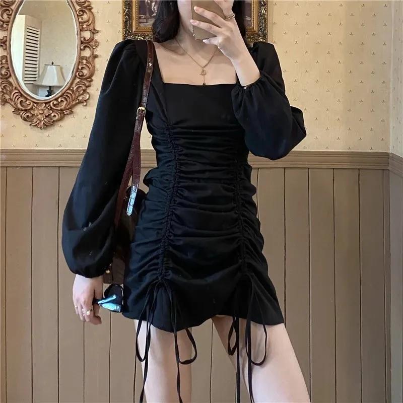 

Платья с длинным рукавом женские осенние простые повседневные Mujer Mini Vestido