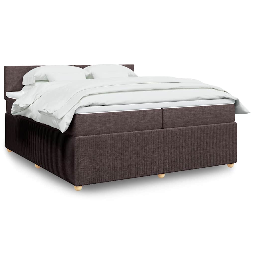 Box Spring Bed with Mattress Dark Brown 200x200 cm Fabric