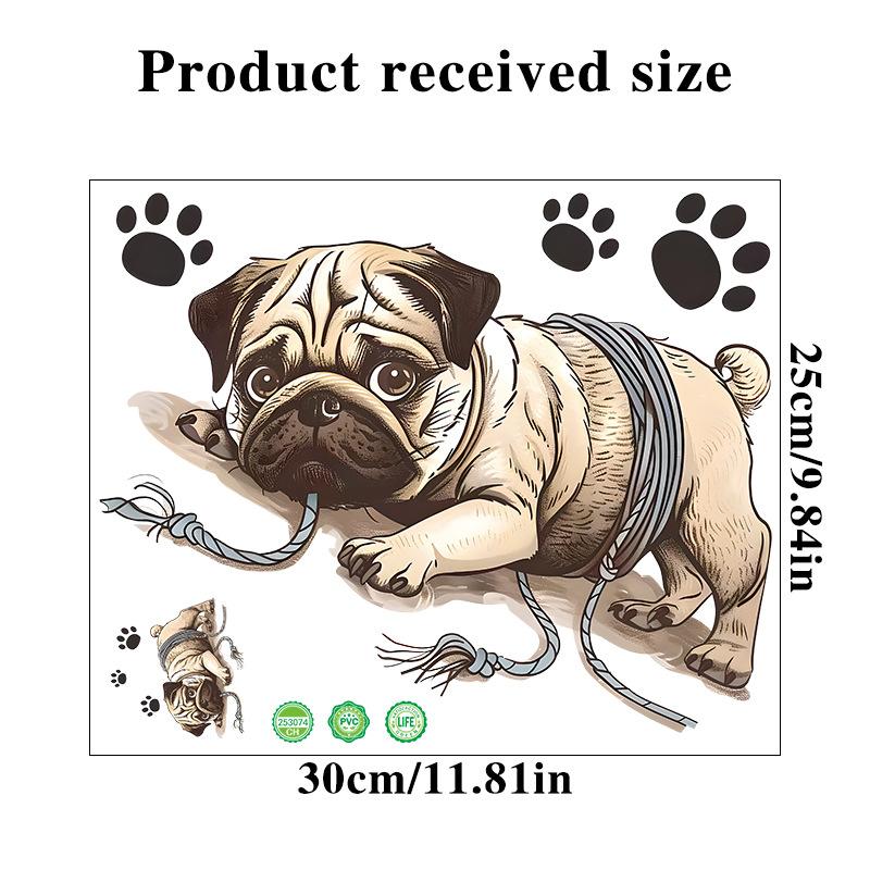Naughty Puppy Wall Stickers Bathroom Cabinet Bedside Table Restaurant Refrigerator Decoration Self-adhesive Sticker