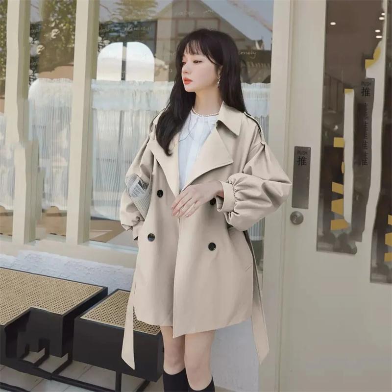 Windbreaker Coat Female Spring and Autumn New Popular High-Grade Coffee Color Windbreaker Belt Trench Coat