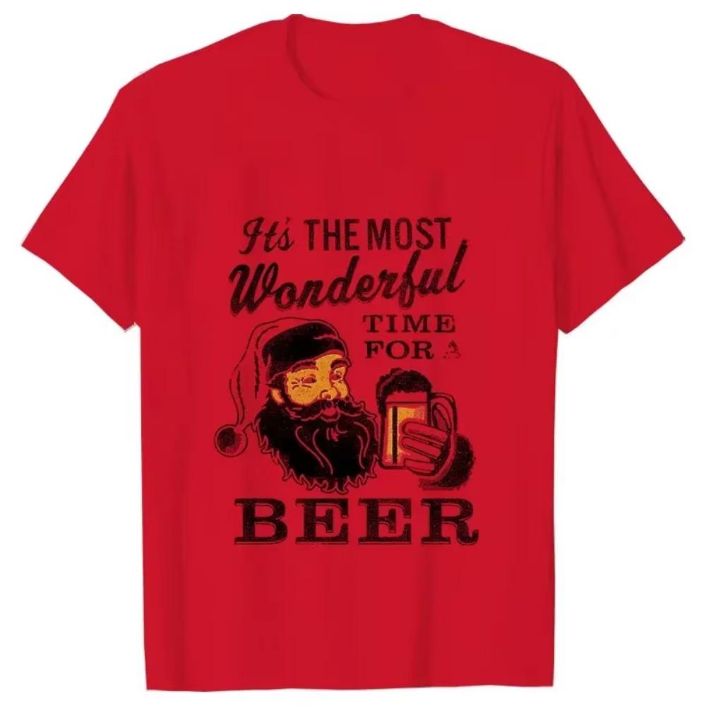 It's The Most Wonderful Time for A Beer Men's T-shirt Women T Shirt Santa Y2K Harajuku Top Female Y2k Clothe Beer Lovers Men Tee