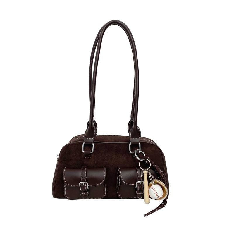 

Високоякісна, Проста та Нішева Сумка-Подушка для Боулінгу, Велика Одноплечова Ручна Сумка для Носіння під Пахвою no pendant кавовий