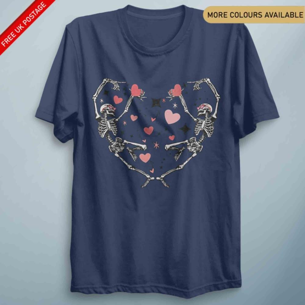 Dancing Skeleton T Shirt Heart Dance Loving Funny T Shirt Couples Shirt Gift