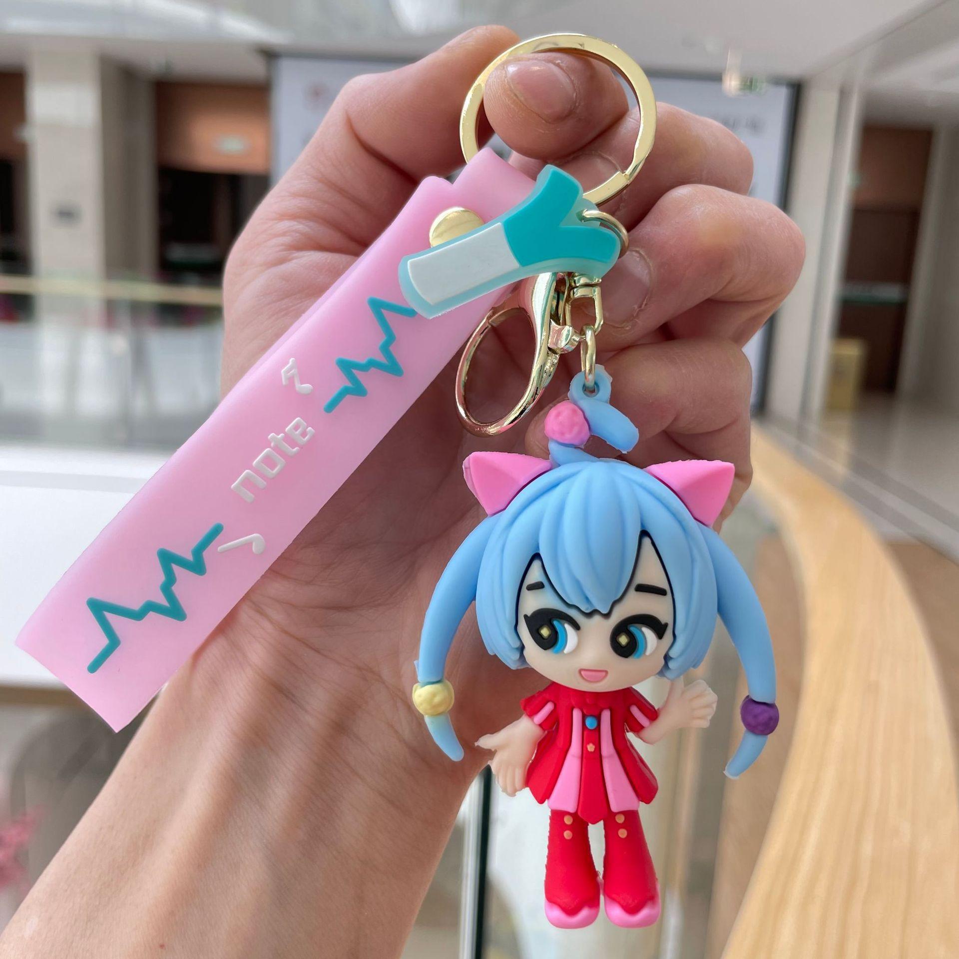 

4pcs/set Hatsune Miku Keychain Anime Doll Bag Pendant Cartoon Small Decoration Accessories Car Key Chain Backpack Charm High Quality Gifts