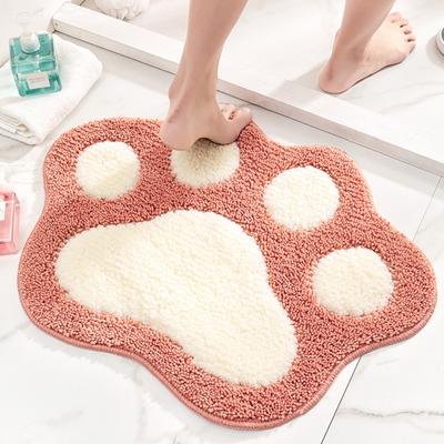 Cartoon Cat Claw Shape Home Bathroom Floor Mat Non-slip Mat Flocking Bathroom Quick-drying Foot Pad