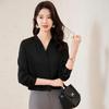 Women's White V-Neck Chiffon Shirt: Formal Spring/Autumn Wear for Interviews and Office.