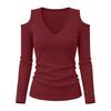 Women's Casual Off-Shoulder Fitted Long Sleeve T-Shirt Top for Daily Wear