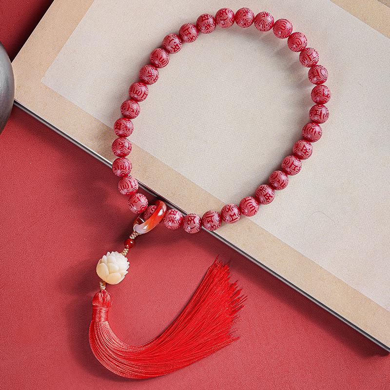 Bodhi Root Six-Character Mantra Beads: Women's Wrap-Around Bracelet for Prayer & Meditation.