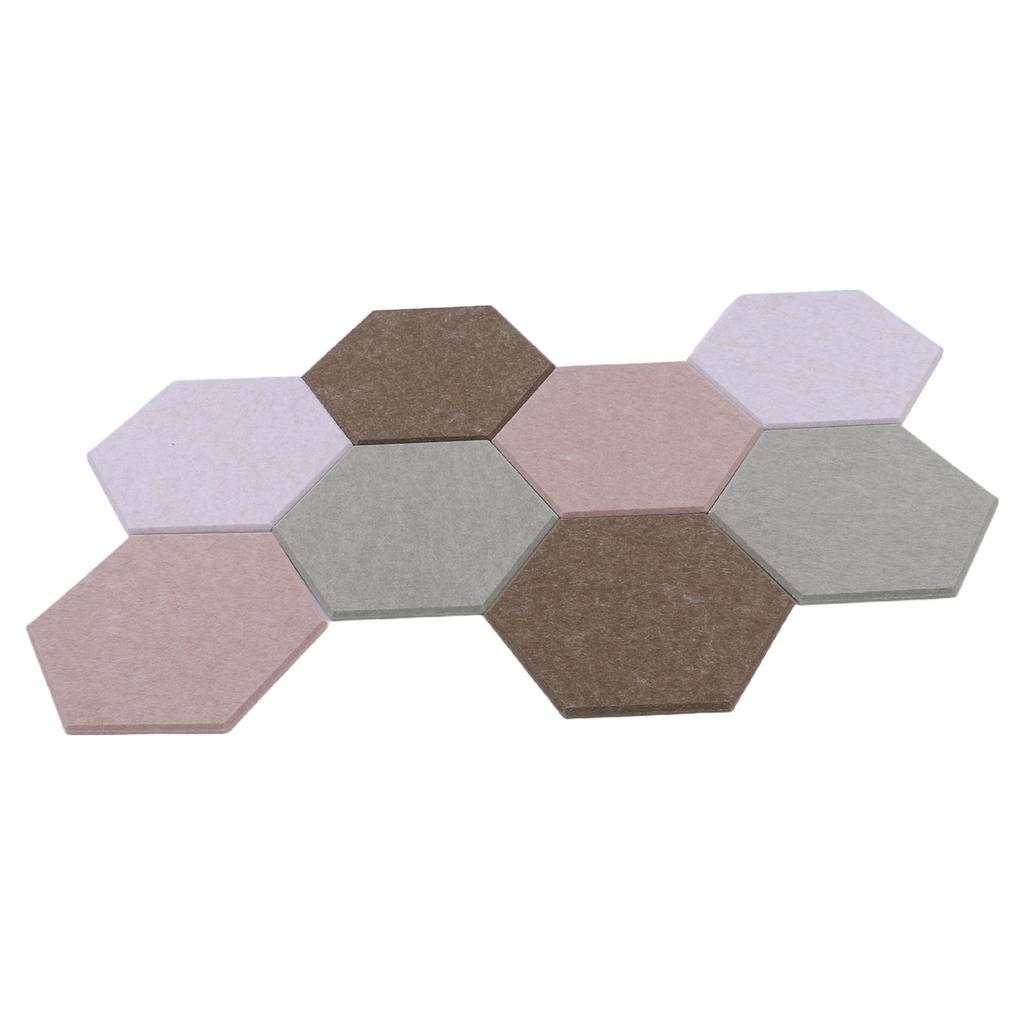 8 Pcs Hexagon Cork Board Wall Tiles Sound Absorbing Decorative Bulletin Board with Adhesive Tapes 30 Pins