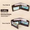 Men's RFID Blocking Genuine Leather Wallet  Vintage Short Multi Function Large Capacity Cow Skin Purse Money Clip