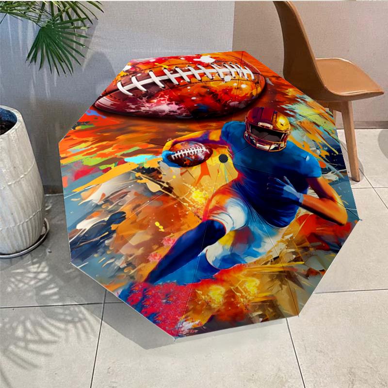 Football Player In Flames Umbrella Folding umbrella, automatic umbrella 8-Frame for Travel, camping Use Gift for Halloween Christmas