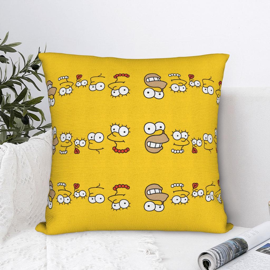 S-Simpsons Family Faces Funny Style Pillow Cover Graphic Cushion Cover Novelty Pillow Case For Sofa Bedroom Home Decor