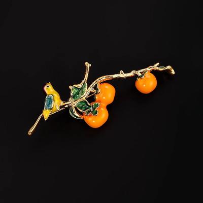 Elster-Persimmon-Brosche im chinesischen Stil, klassisches Cheongsam, feste Anstecknadel, Weiblichkeit, hochwertiges Corsage-Zubehör