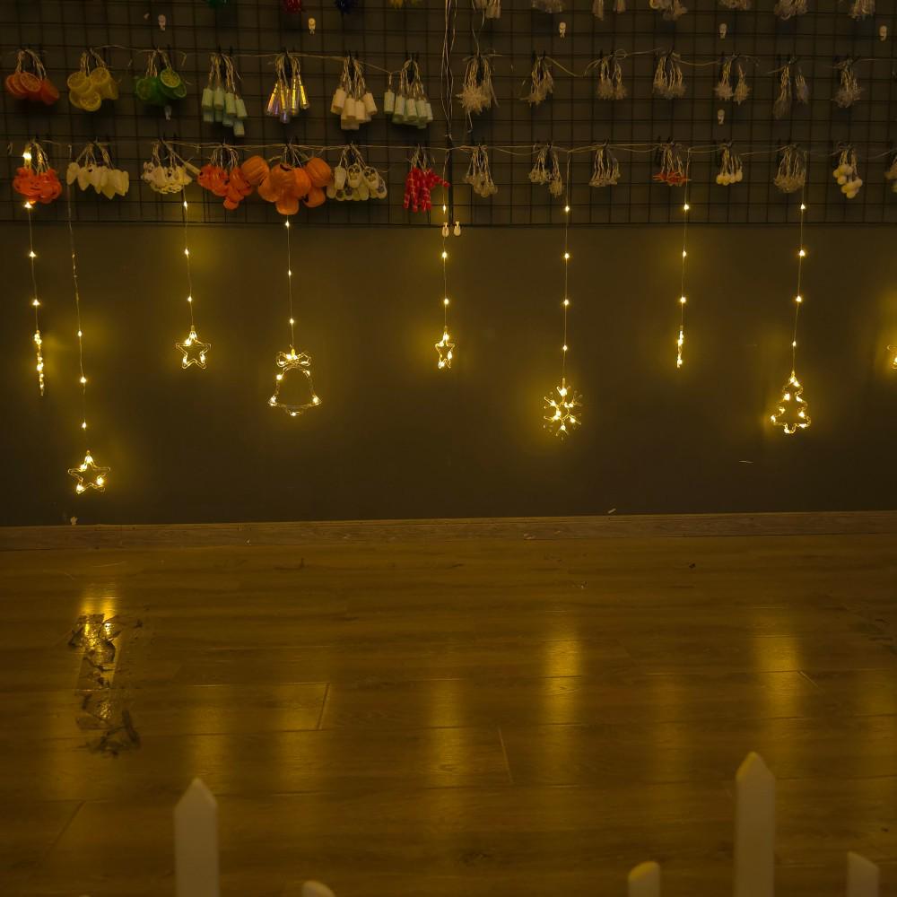 USB LED Moon & Star Curtain Lights with Remote: Christmas Décor