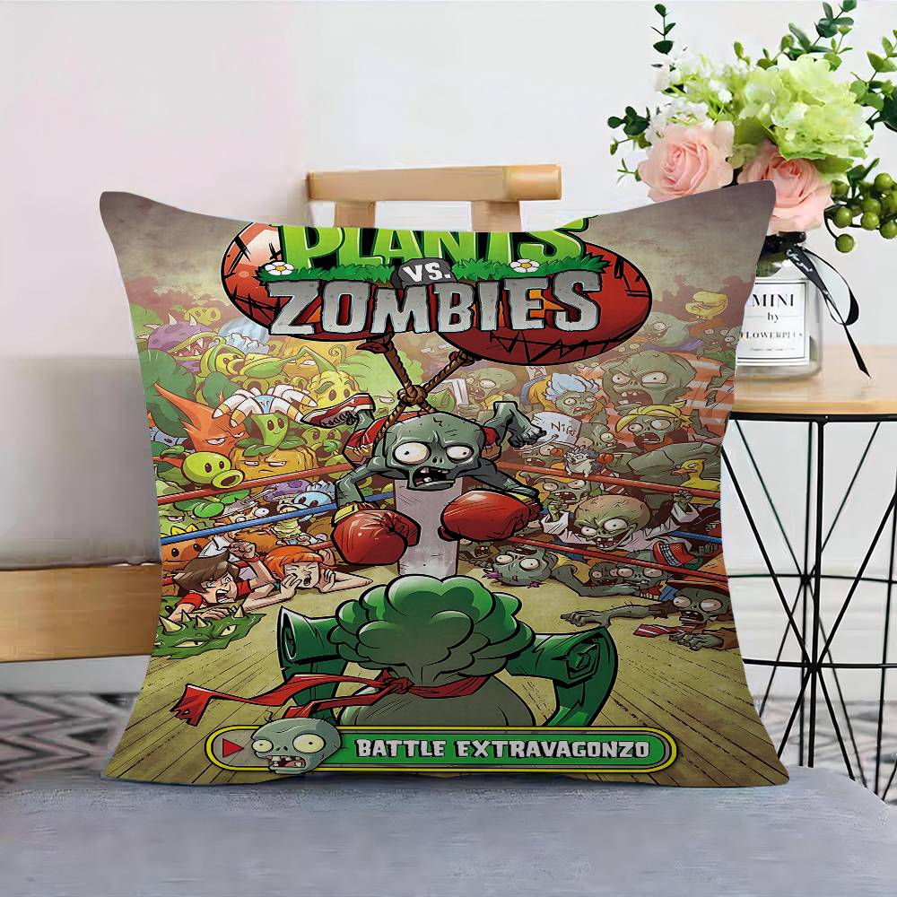 Classic Game P-Plants Vs Z-Zombies Lucky Dragon Pillow Cover Sofa Cushion Cover Home Room Decoration Children Gift