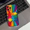 Puzzle Art Support Autism Phone Case For iPhone 17,16,15,14,13,12,11 Plus,Pro Max,XS,Soft Silicone Black Cover