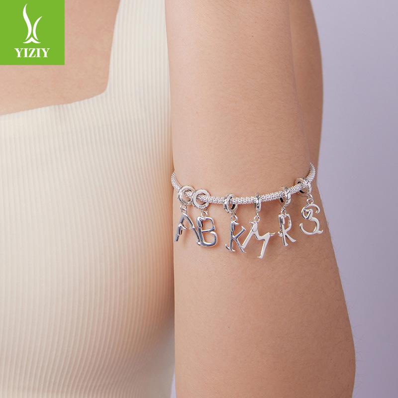 Personalized Fun Dachshund Letter Pendant Accessories S925 Sterling Silver Letter Diy Beads