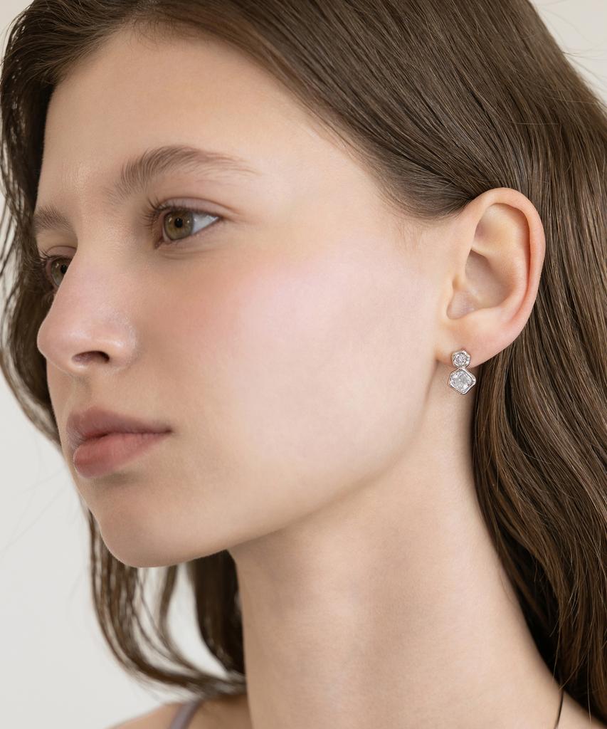 Tatiana Double Texture Cubic Stud Earrings Ec3316
