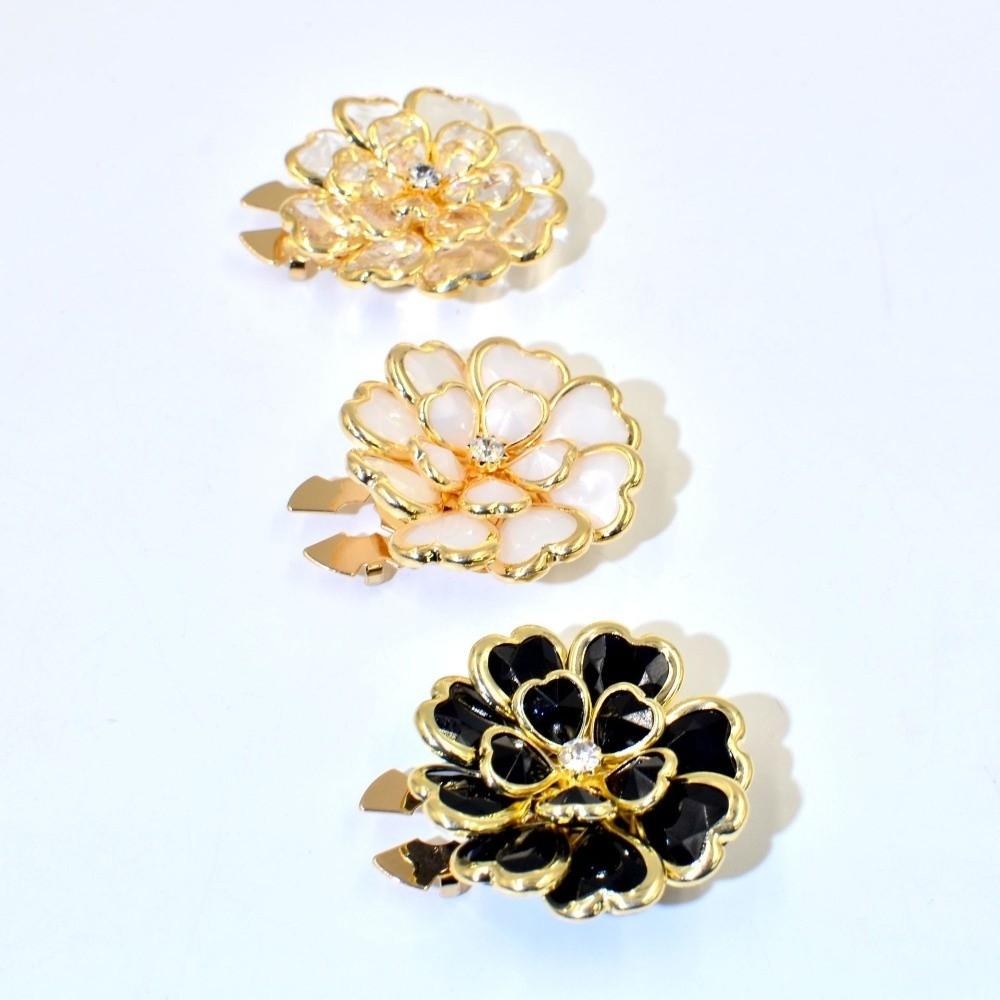 1pc New Transparent Rhinestones Floral Cufflink Brooch Buckle Clothing Accessories Button Covers DIY Dripping Enamel Cufflinks