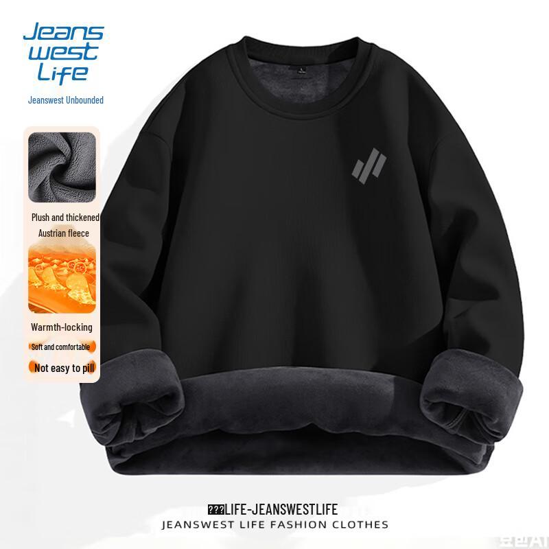 JEANSWEST LIFE Men's Heavyweight Fleece Crew Neck Sweatshirt