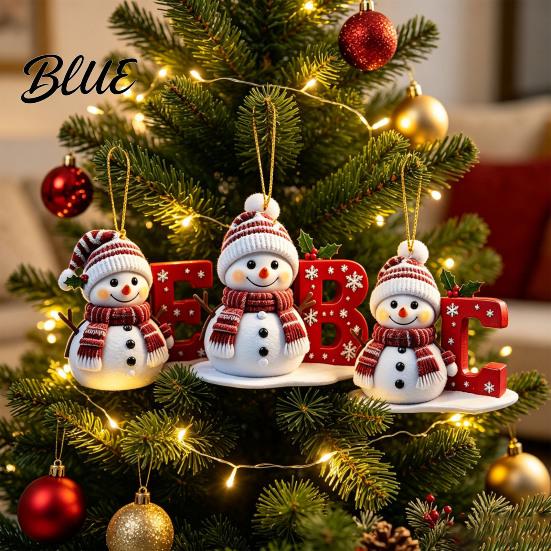 2D Flat Snowman Hanging Decoration Festive Home Decor Supplies 26 Letter Christmas Ornaments  Acrylic A-Z Holiday Party Ornaments Alphabet