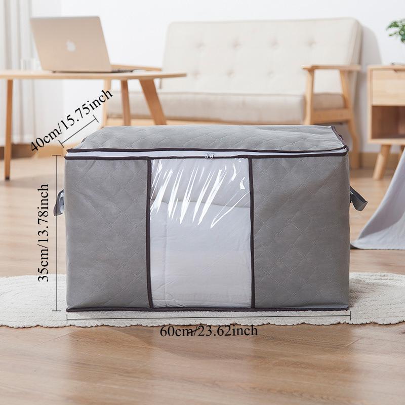 Extra Large Foldable Quilt Storage Bag with Window Moisture Proof Dustproof Clothe Organizer for Blanket Bedding Moving Home Use