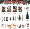 Holiday Landscape Decor Set Christmas Resin Miniature Houses with Light Up Village Collection for Tabletop Display