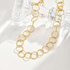Vintage Geometric Circle Necklace for Women,Gold Color Stainless Steel Embossed Clavicle Chain Necklaces,Waterproof Jewelry Gift