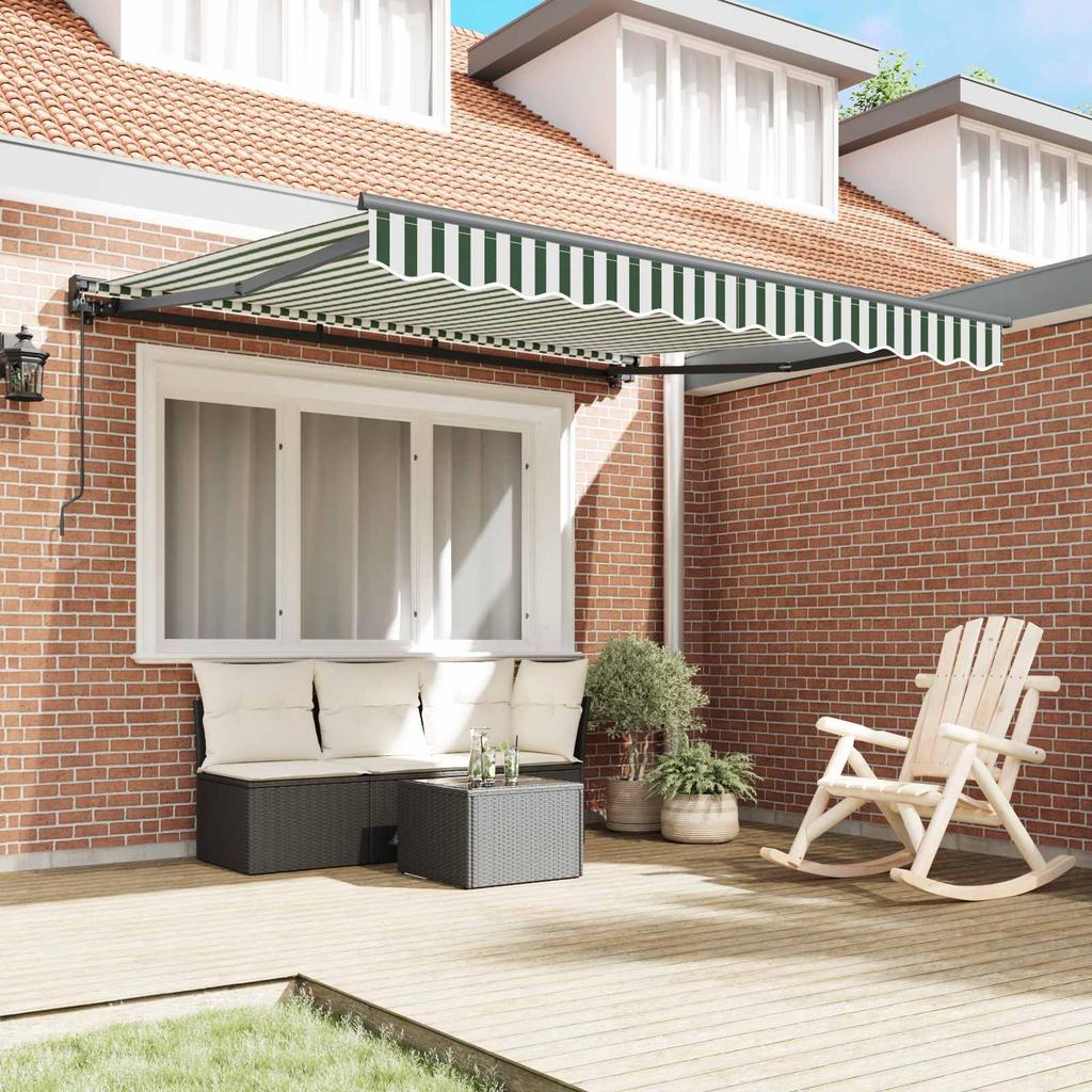 Retractable Awning Frame Green and White 350 X 250 Cm