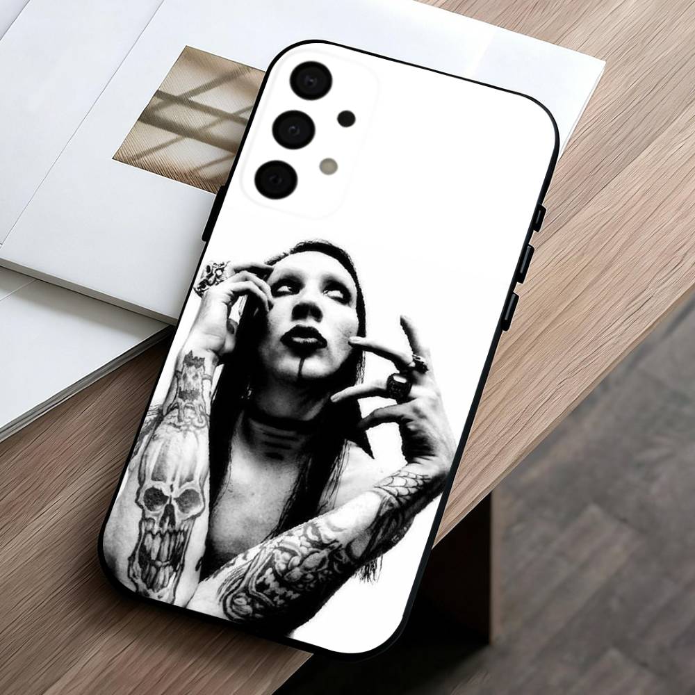 Singer M-Marilyn Manson Phone Case For Samsung Galaxy A73,A72,A71,A70,A53,A52,A51,Soft Silicone Black Cover