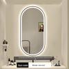 Oval LED Illuminated Aluminum Bathroom Mirror with Smart Makeup Features