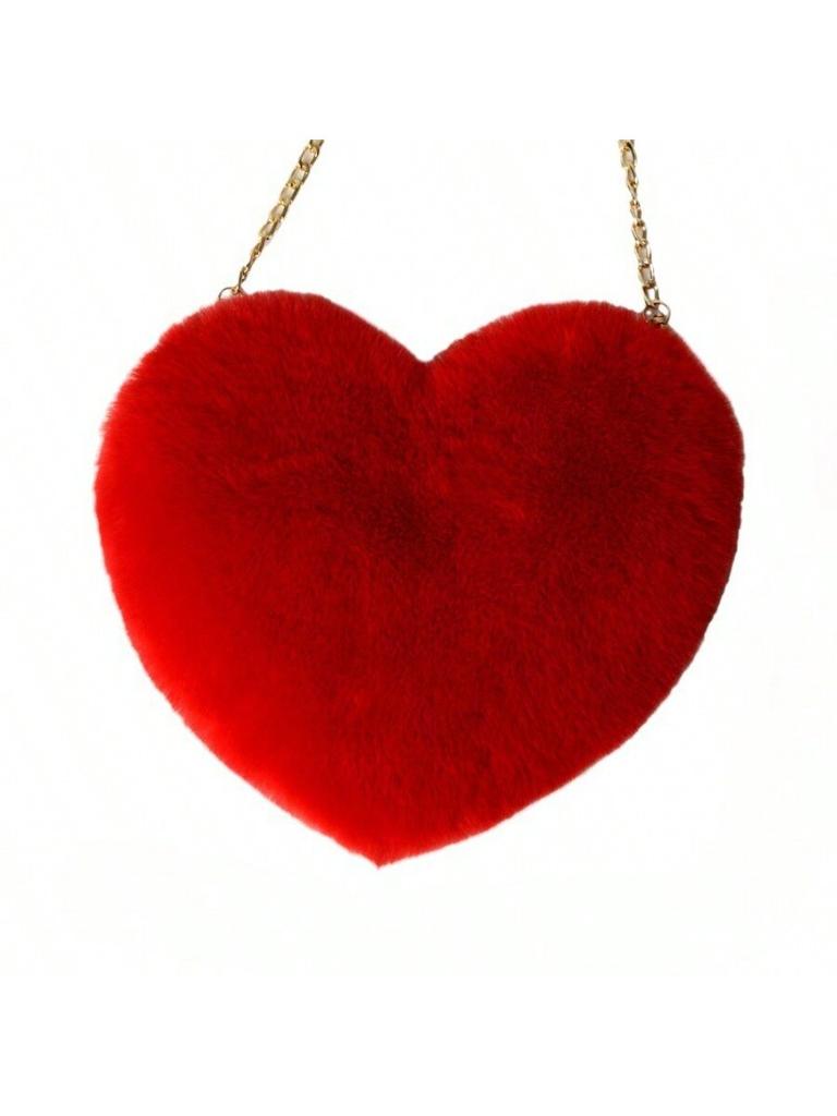 Fur Chain Plush Bag Cross-body Bag Peach Heart Heart Bag Valentine's Day Birthday Gift Bestie Handbag Purses and Handbags