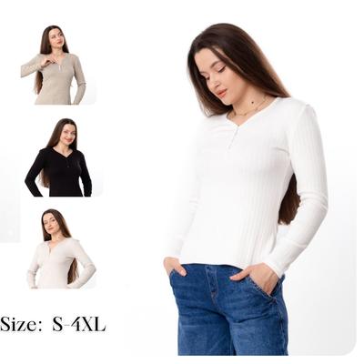 Women's Ribbed Angora Long Sleeve Top with Buttons, Demi-season 8454-088 HC