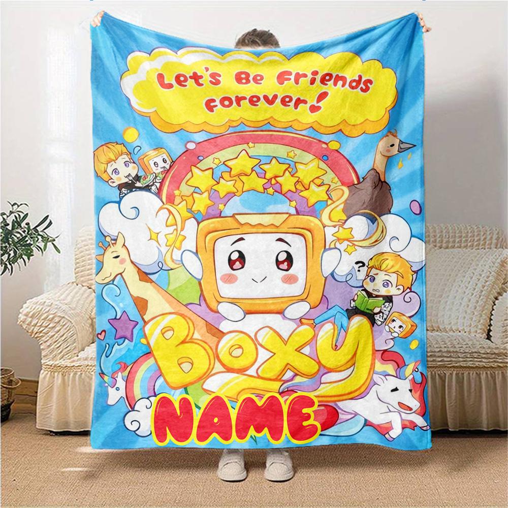 Custom Name Kawaii Characters Adventure Party Blanket For Couch Bed Plush Cozy Fuzzy Blanket Super Soft Warm Blankets For Fall And Winter 091623