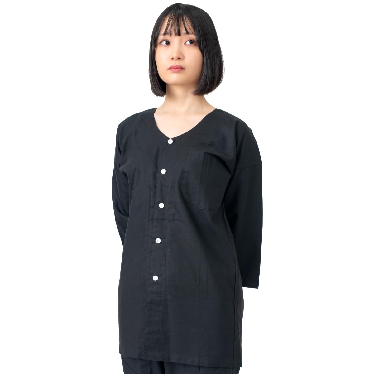 

Рубашка Койгучи производства Японии [АйАй], унисекс, 100% хлопок, (гладкий (черный), M)