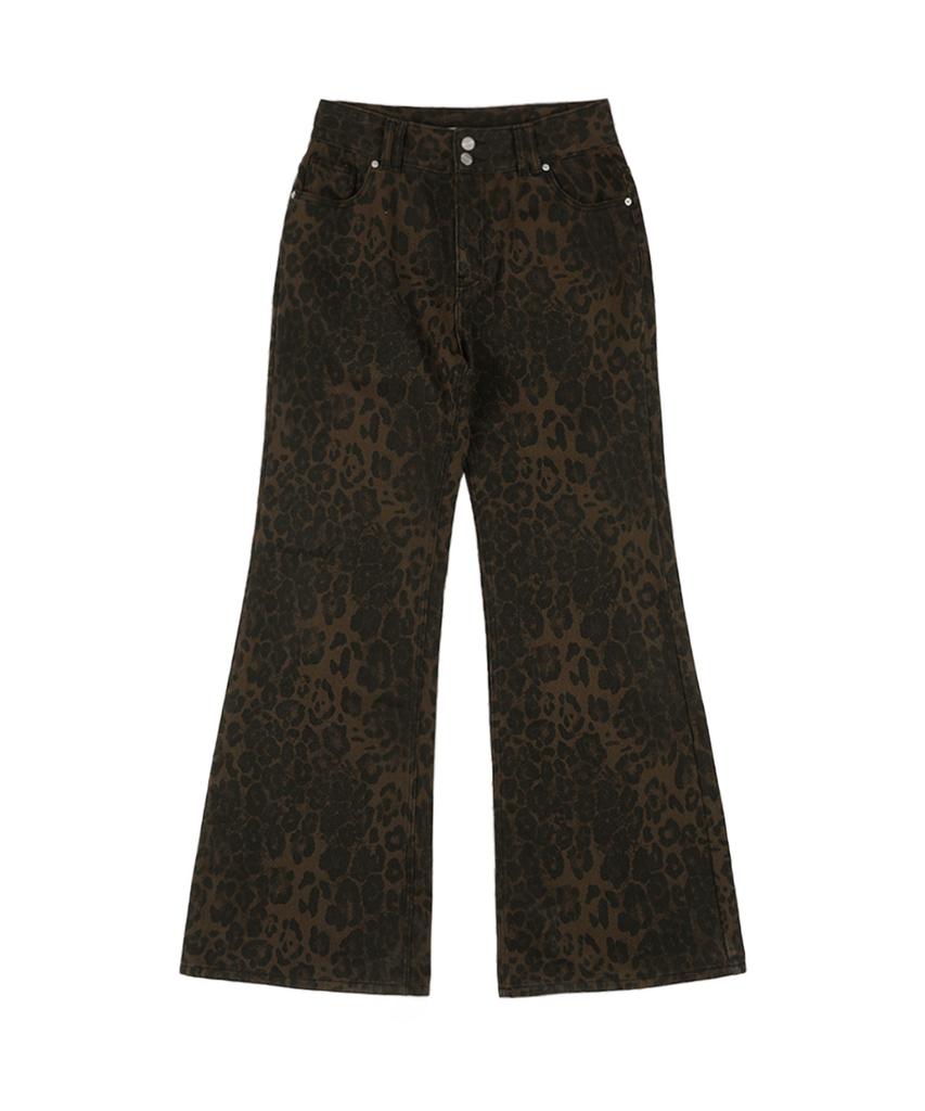 FANCY CLUB Leopard Bootcut Pants (Brown) F25Qd892