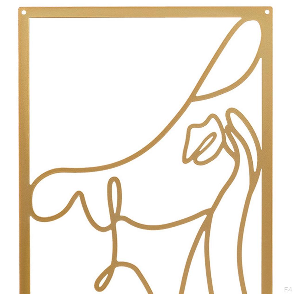 Metal Wall Art Decor Woman Silhouette Minimalist Facial Line Sculpture for Home Living Room